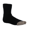 Black sock with gray toes on a white background
