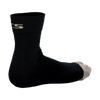 Black sock with a logo on a white background
